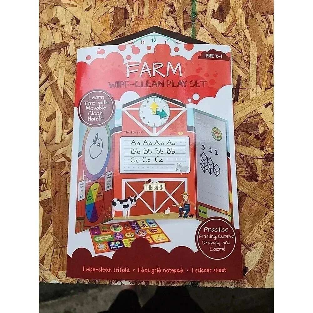 Bendon Farm Wipe Clean Prek-1 Learn Time, Printing Letters, Cursive, Colors
